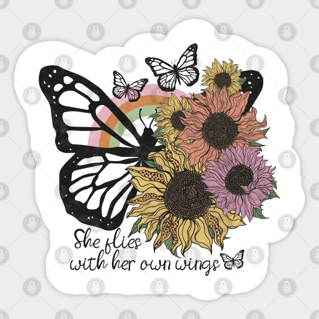 Butterfly WITH Sunflower Sticker by Myartstor 